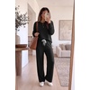 image:imageEkouaer Pajamas for Women Set Soft Longe Sleeve 2 Piece Lounge SetBlack