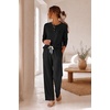 image:imageEkouaer Pajamas for Women Set Soft Longe Sleeve 2 Piece Lounge SetBlack
