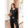 image:imageEkouaer Pajamas for Women Set Soft Longe Sleeve 2 Piece Lounge SetBlack