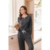 image:imageEkouaer Pajamas for Women Set Soft Longe Sleeve 2 Piece Lounge SetDak Grey