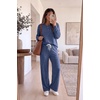 image:imageEkouaer Pajamas for Women Set Soft Longe Sleeve 2 Piece Lounge SetDeep Navy Blue