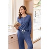 image:imageEkouaer Pajamas for Women Set Soft Longe Sleeve 2 Piece Lounge SetDeep Navy Blue