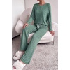 image:imageEkouaer Pajamas for Women Set Soft Longe Sleeve 2 Piece Lounge SetGreen