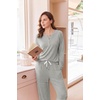 image:imageEkouaer Pajamas for Women Set Soft Longe Sleeve 2 Piece Lounge SetGrey Stripe