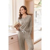 image:imageEkouaer Pajamas for Women Set Soft Longe Sleeve 2 Piece Lounge SetKhaki