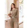 image:imageEkouaer Pajamas for Women Set Soft Longe Sleeve 2 Piece Lounge SetLight Brown
