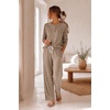 image:imageEkouaer Pajamas for Women Set Soft Longe Sleeve 2 Piece Lounge SetLight Brown