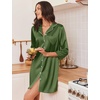 image:imageEkouaer Silk Nightgowns for Women 34 Sleeve Button Down Sleep ShirtsArmy Green