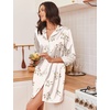 image:imageEkouaer Silk Nightgowns for Women 34 Sleeve Button Down Sleep ShirtsBeige Flowers