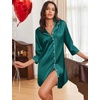 image:imageEkouaer Silk Nightgowns for Women 34 Sleeve Button Down Sleep ShirtsBlue Green