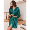 image:imageEkouaer Silk Nightgowns for Women 34 Sleeve Button Down Sleep ShirtsBlue Green