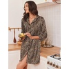 image:imageEkouaer Silk Nightgowns for Women 34 Sleeve Button Down Sleep ShirtsBrown Leopard