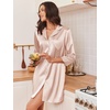 image:imageEkouaer Silk Nightgowns for Women 34 Sleeve Button Down Sleep ShirtsChampagne
