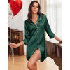 image:imageEkouaer Silk Nightgowns for Women 34 Sleeve Button Down Sleep ShirtsLake Green