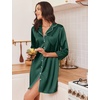 image:imageEkouaer Silk Nightgowns for Women 34 Sleeve Button Down Sleep ShirtsLake Green