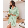 image:imageEkouaer Silk Nightgowns for Women 34 Sleeve Button Down Sleep ShirtsLight Green