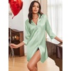 image:imageEkouaer Silk Nightgowns for Women 34 Sleeve Button Down Sleep ShirtsLight Green