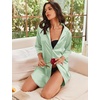image:imageEkouaer Silk Nightgowns for Women 34 Sleeve Button Down Sleep ShirtsLight Green