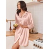image:imageEkouaer Silk Nightgowns for Women 34 Sleeve Button Down Sleep ShirtsPink