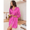 image:imageEkouaer Silk Nightgowns for Women 34 Sleeve Button Down Sleep ShirtsPink Leopard