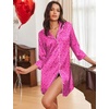 image:imageEkouaer Silk Nightgowns for Women 34 Sleeve Button Down Sleep ShirtsPink Leopard