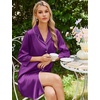 image:imageEkouaer Silk Nightgowns for Women 34 Sleeve Button Down Sleep ShirtsPurple