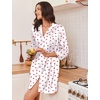 image:imageEkouaer Silk Nightgowns for Women 34 Sleeve Button Down Sleep ShirtsWhite Red Hearts