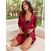 image:imageEkouaer Silk Nightgowns for Women 34 Sleeve Button Down Sleep ShirtsWine Red