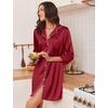image:imageEkouaer Silk Nightgowns for Women 34 Sleeve Button Down Sleep ShirtsWine Red