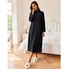 image:imageEkouaer Women Zipper Robe Long Sleeves House Coat Soft Bathrobe HousecoatBlack