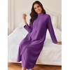 image:imageEkouaer Women Zipper Robe Long Sleeves House Coat Soft Bathrobe HousecoatBright Purple