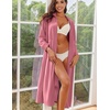 image:imageEkouaer Women Zipper Robe Long Sleeves House Coat Soft Bathrobe HousecoatPale Violet Red