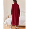 image:imageEkouaer Women Zipper Robe Long Sleeves House Coat Soft Bathrobe HousecoatWine Red