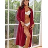 image:imageEkouaer Women Zipper Robe Long Sleeves House Coat Soft Bathrobe HousecoatWine Red