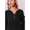 image:imageEkouaer Womens 2 Piece Lounge Set Long Sleeve Knit Ribbed Pajama SetsBlack