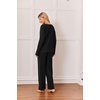 image:imageEkouaer Womens 2 Piece Lounge Set Long Sleeve Knit Ribbed Pajama SetsBlack