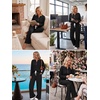 image:imageEkouaer Womens 2 Piece Lounge Set Long Sleeve Knit Ribbed Pajama SetsBlack