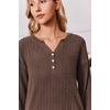 image:imageEkouaer Womens 2 Piece Lounge Set Long Sleeve Knit Ribbed Pajama SetsBrown