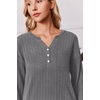 image:imageEkouaer Womens 2 Piece Lounge Set Long Sleeve Knit Ribbed Pajama SetsDark Gray