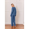 image:imageEkouaer Womens 2 Piece Lounge Set Long Sleeve Knit Ribbed Pajama SetsGray Blue