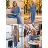 image:imageEkouaer Womens 2 Piece Lounge Set Long Sleeve Knit Ribbed Pajama SetsGray Blue