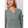 image:imageEkouaer Womens 2 Piece Lounge Set Long Sleeve Knit Ribbed Pajama SetsGray Green
