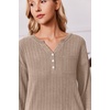 image:imageEkouaer Womens 2 Piece Lounge Set Long Sleeve Knit Ribbed Pajama SetsKhaki