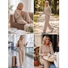 image:imageEkouaer Womens 2 Piece Lounge Set Long Sleeve Knit Ribbed Pajama SetsKhaki