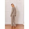 image:imageEkouaer Womens 2 Piece Lounge Set Long Sleeve Knit Ribbed Pajama SetsKhaki