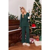 image:imageEkouaer Womens 2 Piece Lounge Set Long Sleeve Knit Ribbed Pajama SetsLake Green