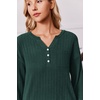 image:imageEkouaer Womens 2 Piece Lounge Set Long Sleeve Knit Ribbed Pajama SetsLake Green