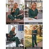 image:imageEkouaer Womens 2 Piece Lounge Set Long Sleeve Knit Ribbed Pajama SetsLake Green