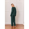 image:imageEkouaer Womens 2 Piece Lounge Set Long Sleeve Knit Ribbed Pajama SetsLake Green
