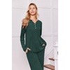 image:imageEkouaer Womens 2 Piece Lounge Set Long Sleeve Knit Ribbed Pajama SetsLake Green